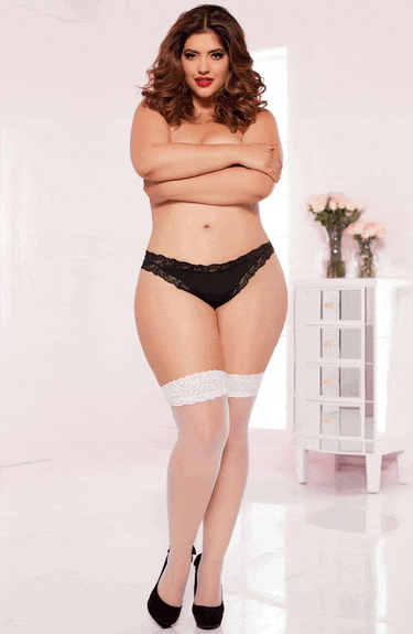 Sheer Thigh High Stockings with Lace Top (More Colours) (OS/QS)